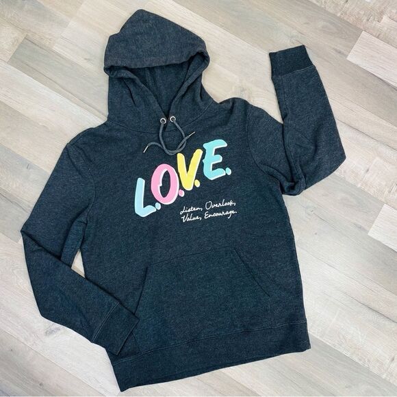 Aeropostale Aero One Love Pullover Hoodie Gray Multi Medium Unisex - Picture 8 of 13